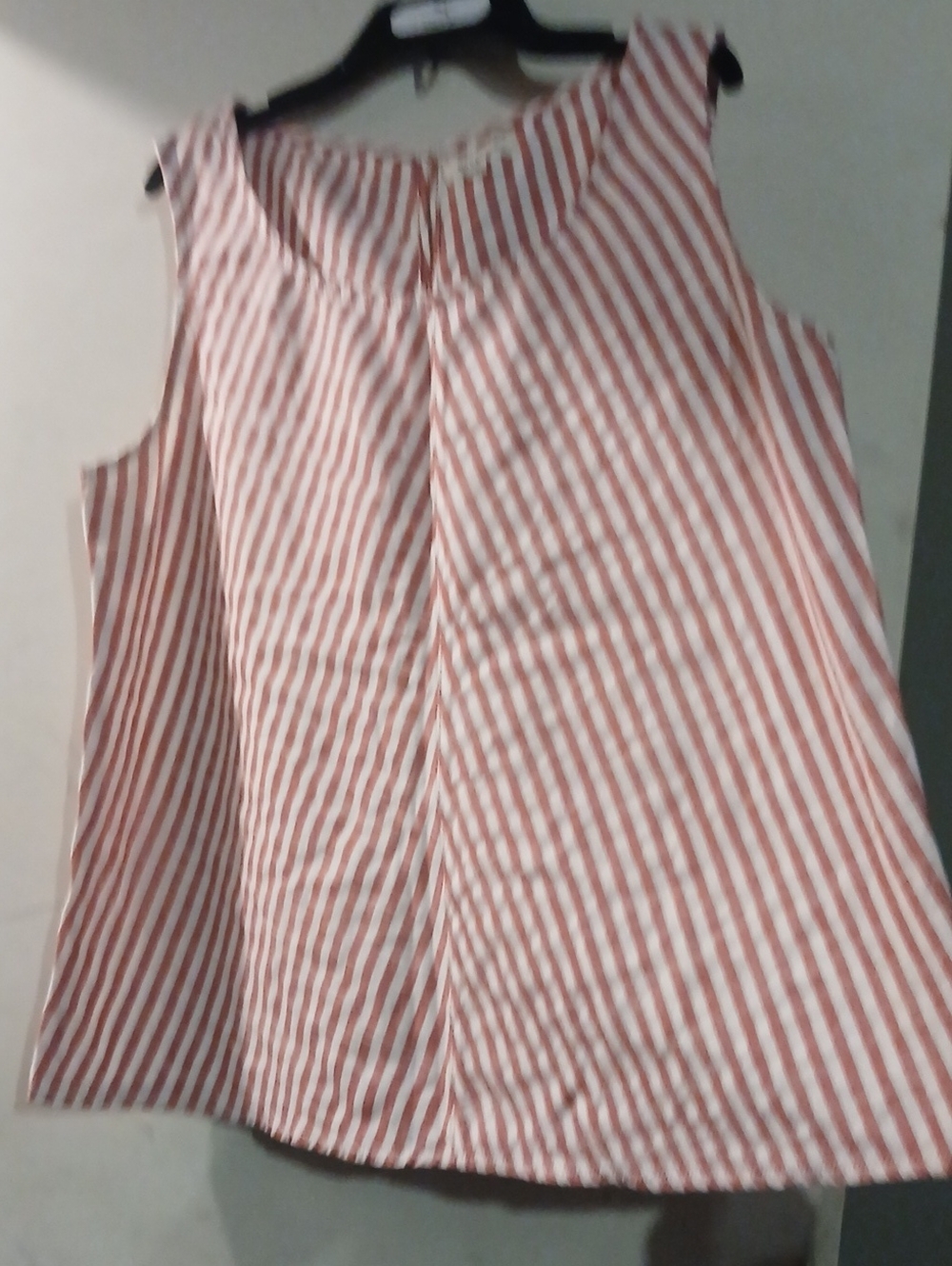 Max Studio Red and White Striped Sleeveless Blouse